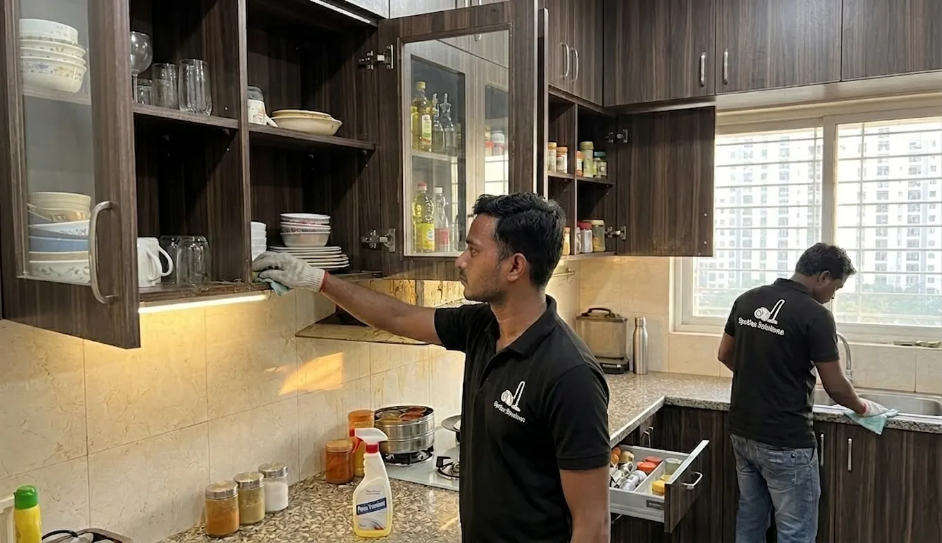 Kitchen chimney grease cleaning service by Spotles Solutions
